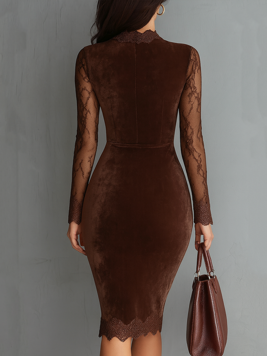 Vestito mini in velluto marrone – dettaglio