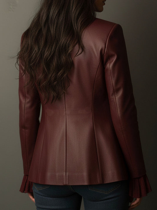 Blazer vintage bordeaux in ecopelle – dettaglio 2