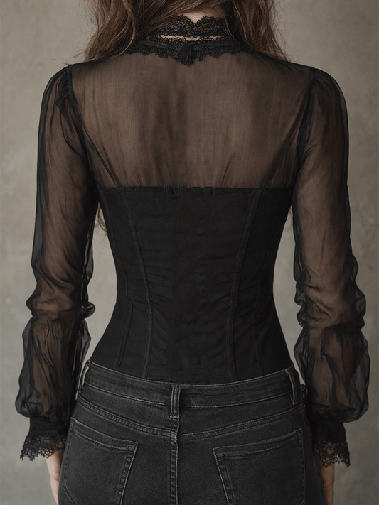 Camicetta corsetto nera in pizzo – dettaglio 2