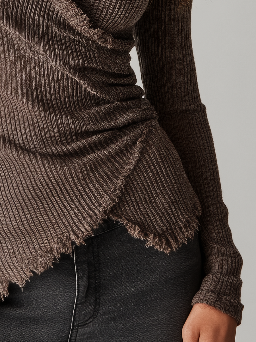 Top in maglia moka con cut-out effetto wrap – dettaglio 3