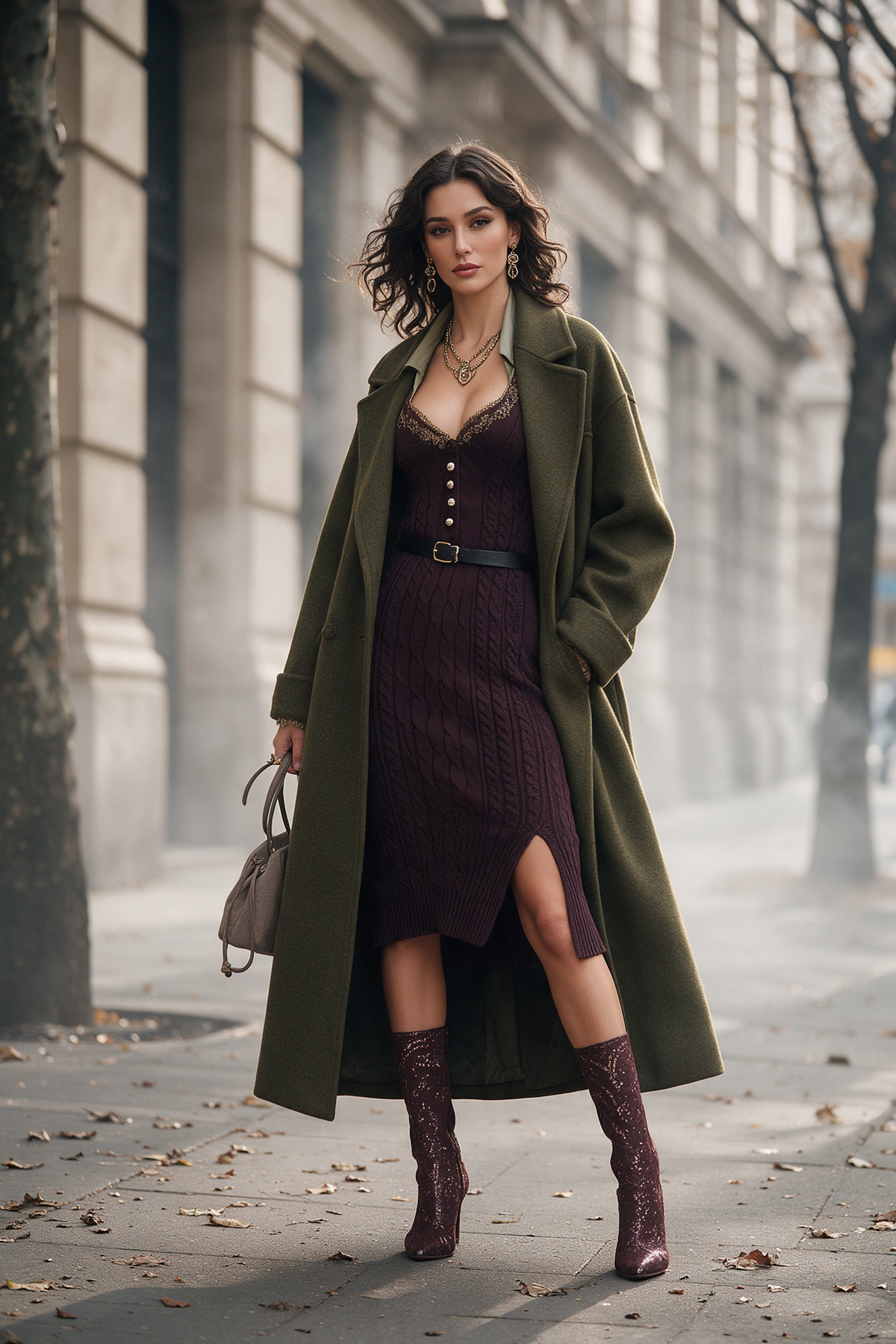 Vestito midi viola bacca – vista posteriore