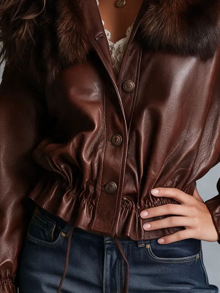 Giacca boho in similpelle bordeaux – look completo