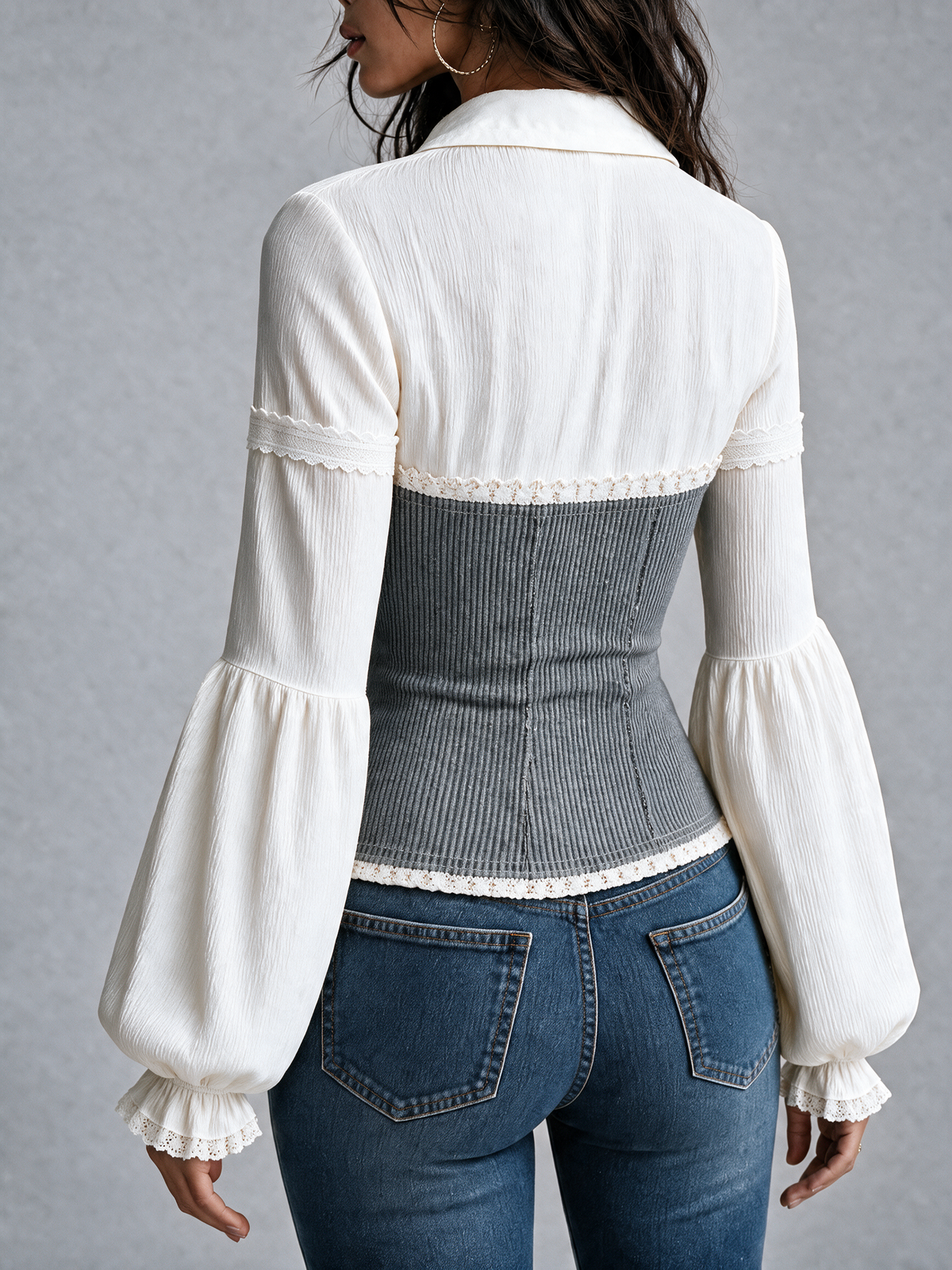 Top camicia e corsetto a coste – vista 7