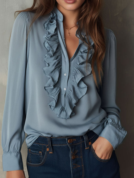Camicetta in chiffon azzurro polvere – dettaglio 2