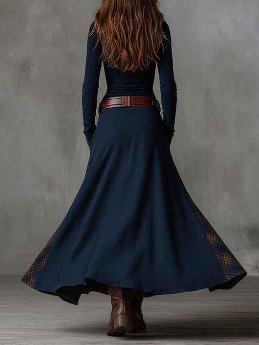 Vestito lungo blu navy patchwork – dettaglio 2