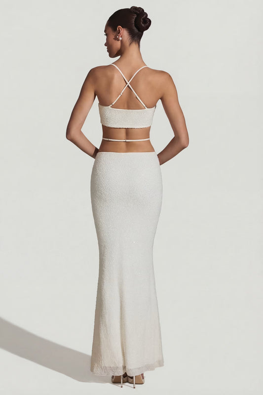 Top bianco con spalline incrociate – foto 2