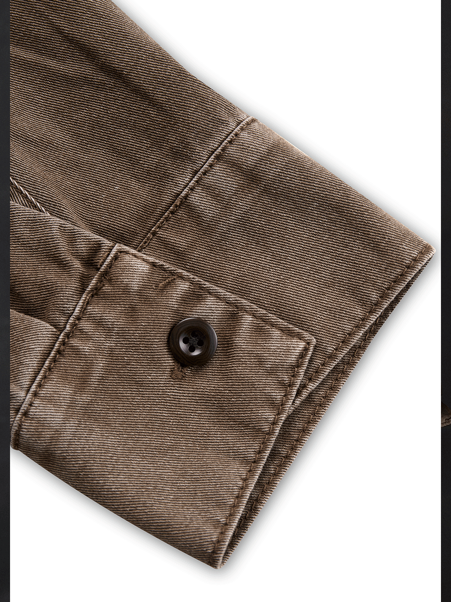 Camicia western taupe lavata vintage – vista d'insieme