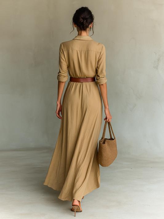 Vestito lungo beige sabbia – dettaglio