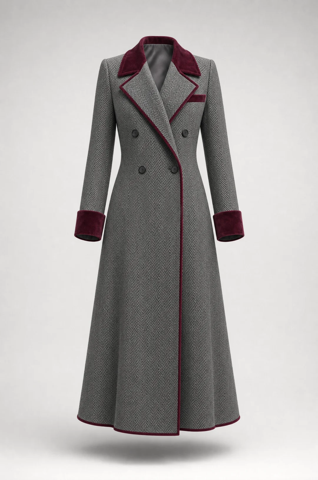 Cappotto lungo in lana spigata – vista 7