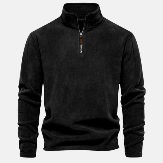 Polo Eduardo nera con zip – vista frontale