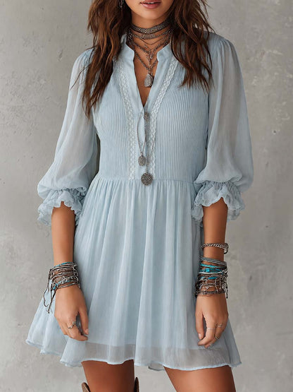 Vestito mini retrò azzurro in chiffon – vista posteriore