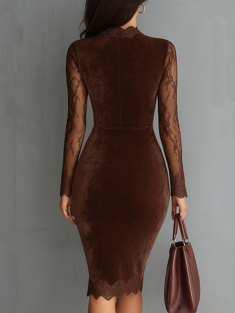 Vestito mini in velluto marrone – dettaglio