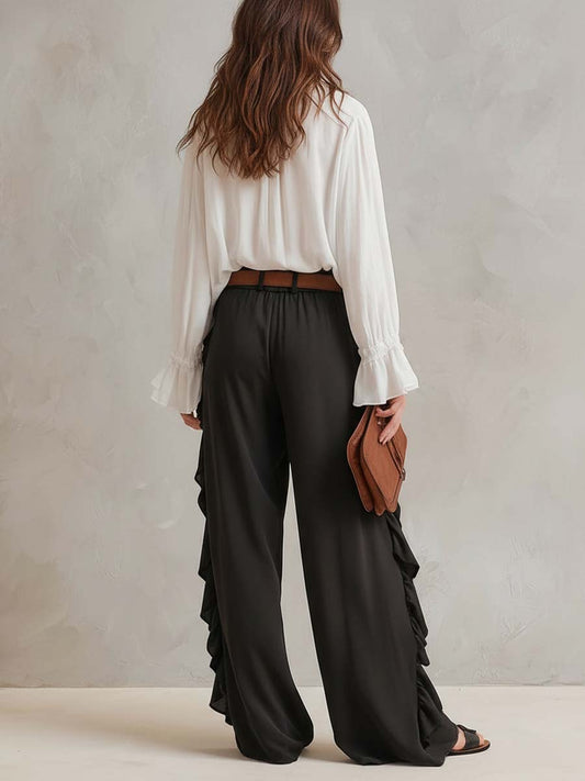 Coordinato bianco in chiffon con volant – dettaglio 2