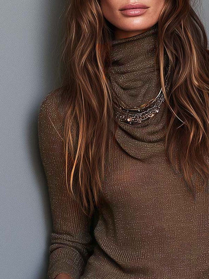 Top boho marrone in maglia – vista 2
