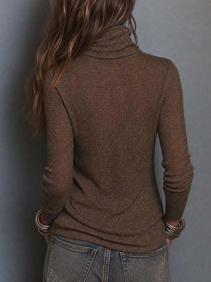 Top boho marrone in maglia – vista 4