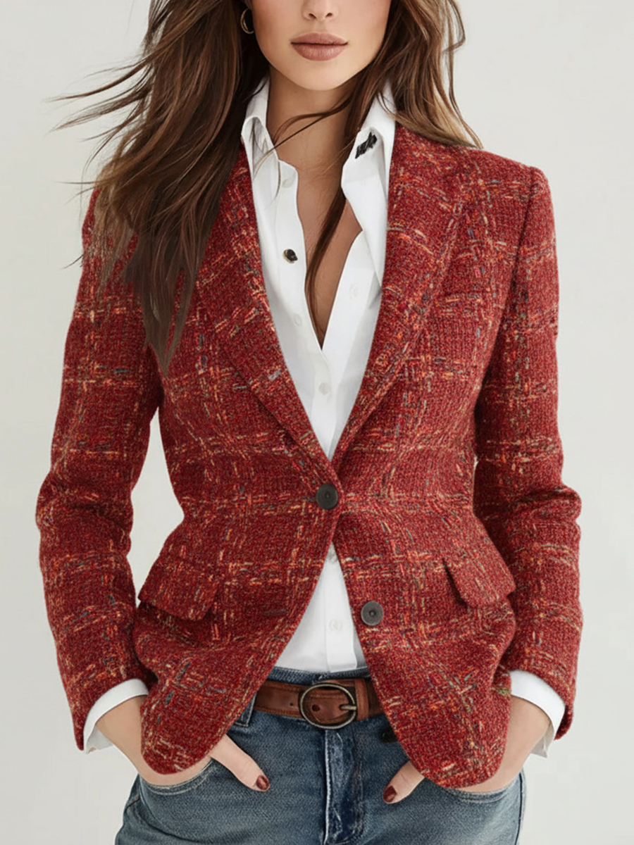 Blazer a quadri rosso – vista frontale