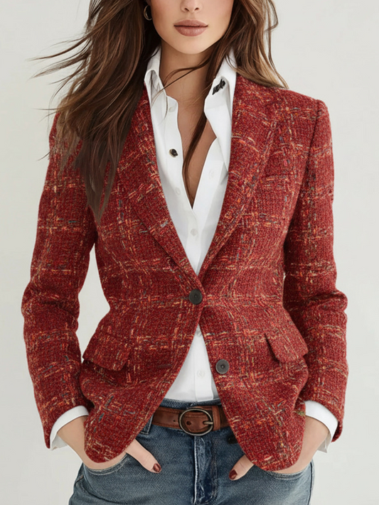 Blazer a quadri rosso – vista frontale