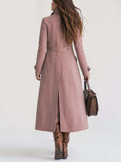 Cappotto scamosciato rosa antico stile militare – dettaglio 1