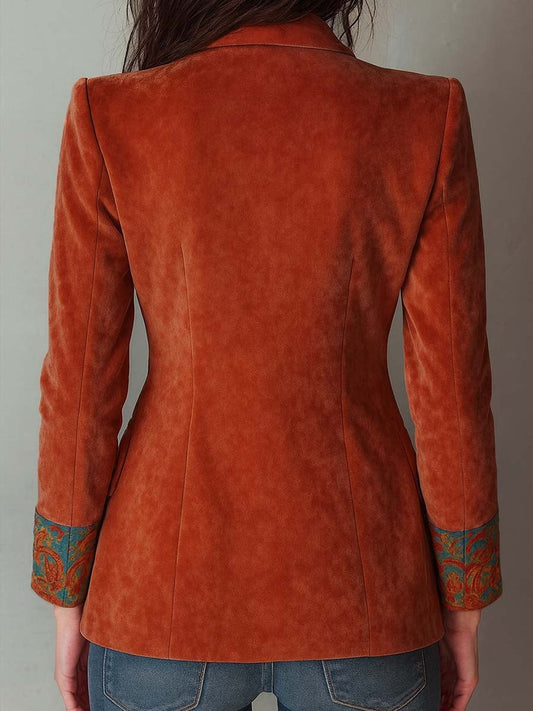 Blazer in velluto arancione – dettaglio