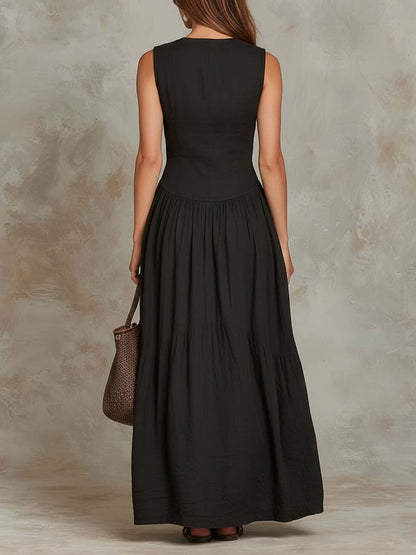 Vestito lungo in cotone nero – vista intera