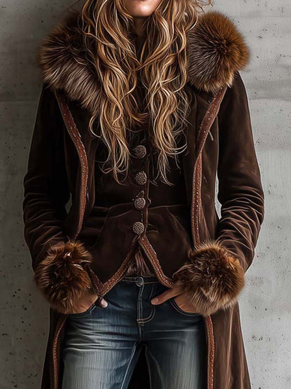 Cappotto lungo in camoscio cioccolato – dettaglio 4