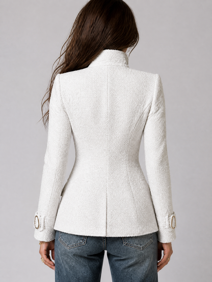 Blazer militare bianco avorio – look completo
