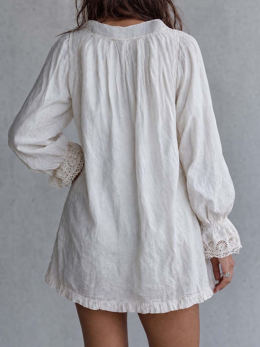 Vestito mini bianco vintage con pizzo – dettaglio 3