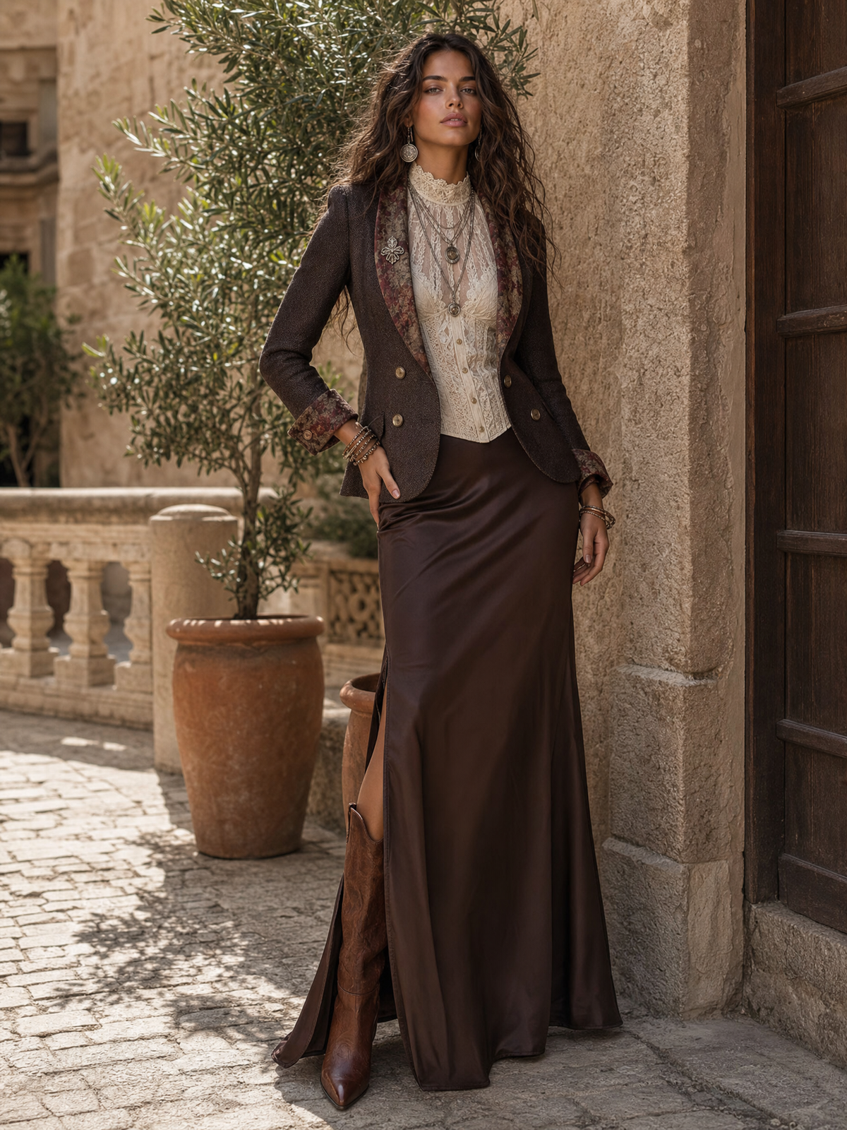 Blazer spigato con stampa floreale – vista 7