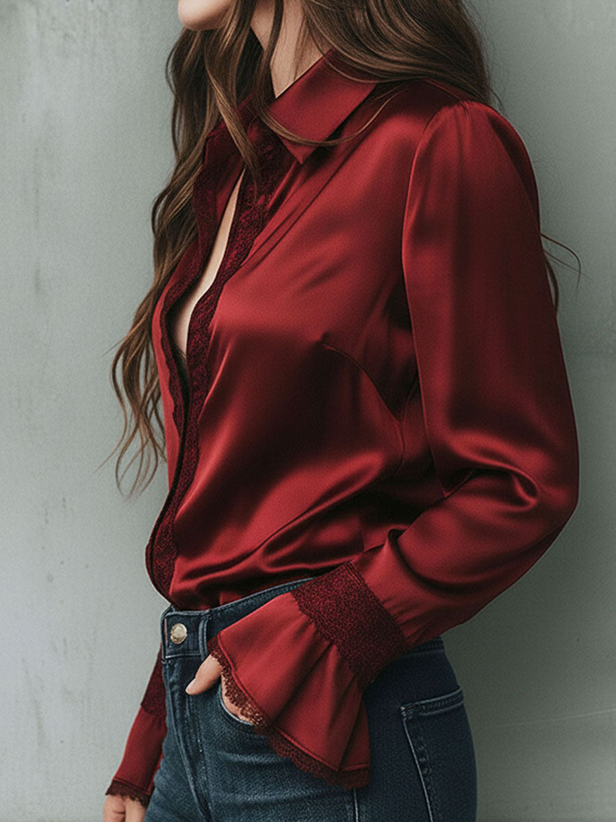 Blusa in raso bordeaux – dettaglio