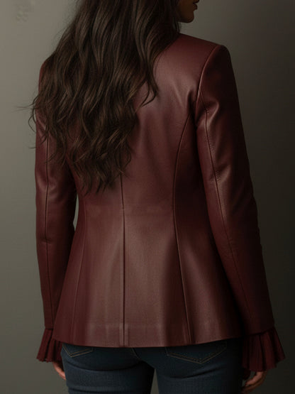 Blazer vintage bordeaux in ecopelle – dettaglio 2