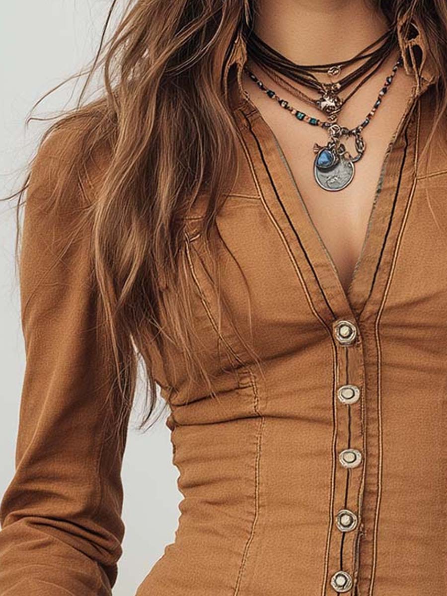 Camicia cammello lavata vintage – vista posteriore