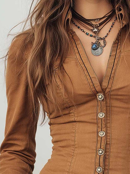 Camicia cammello lavata vintage – vista posteriore