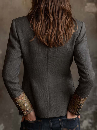Blazer grigio con stampa floreale – dettaglio 4