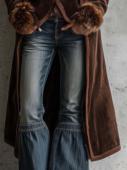 Cappotto lungo in camoscio cioccolato – dettaglio 5