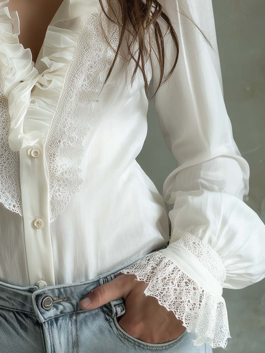 Camicetta bianco avorio con pizzo – vista posteriore