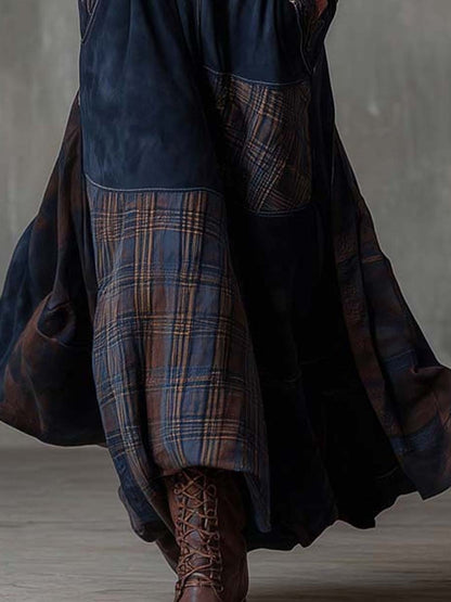 Vestito lungo blu navy patchwork – dettaglio 6