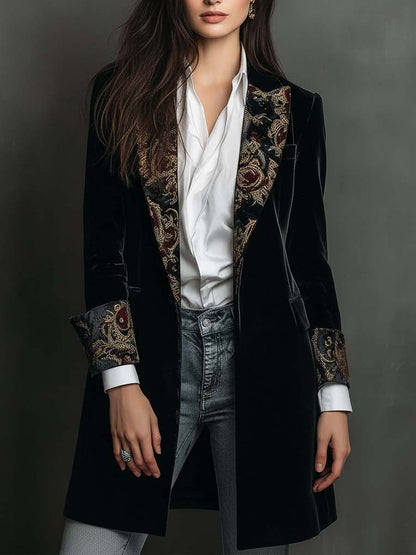 Blazer in velluto nero barocco – dettaglio