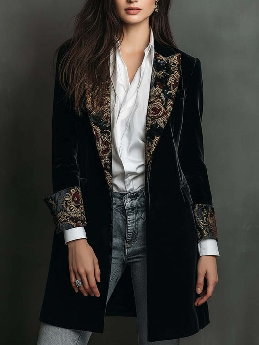 Blazer in velluto nero barocco – dettaglio