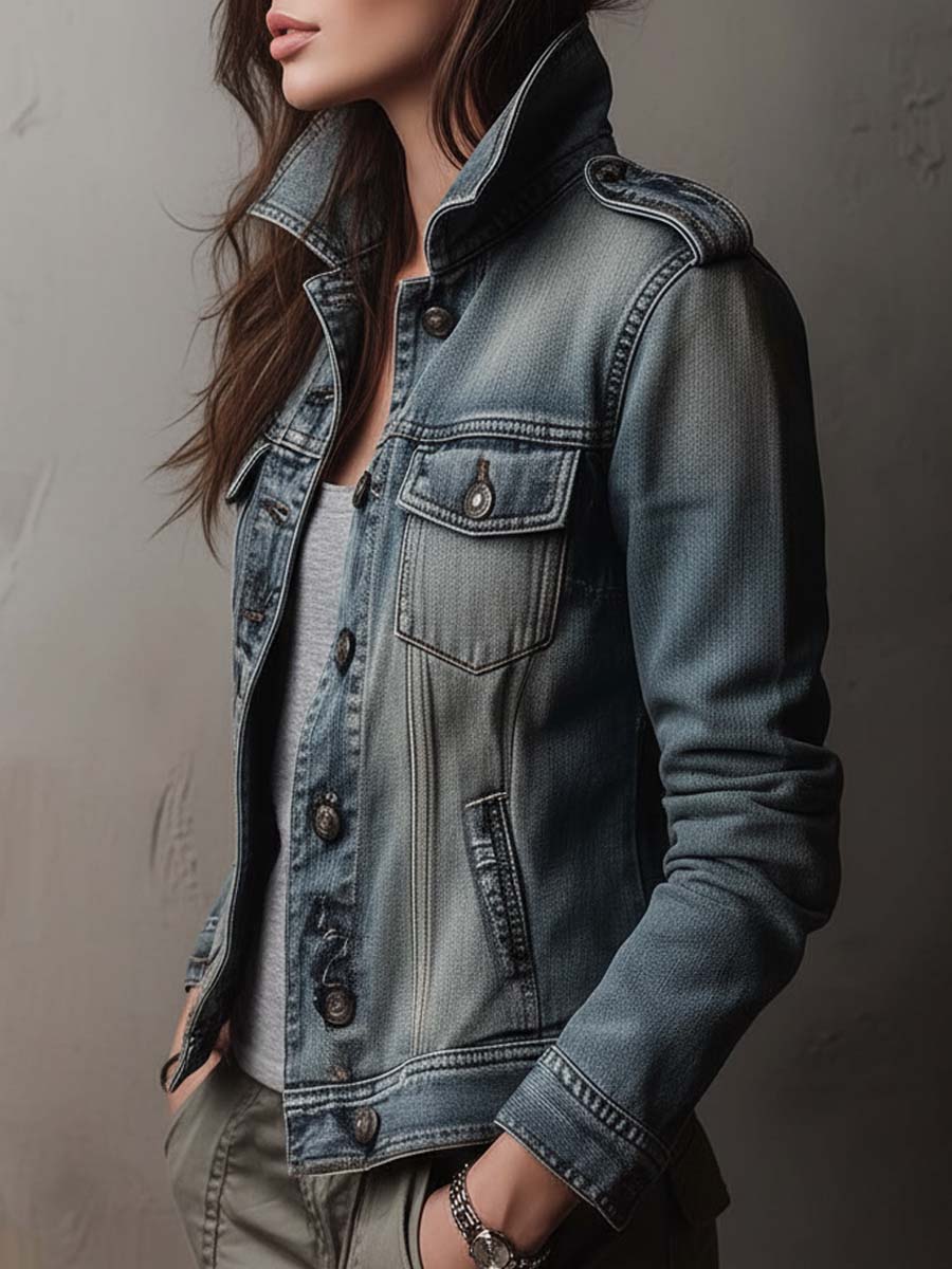 Giacca di jeans delavé blu – vista posteriore