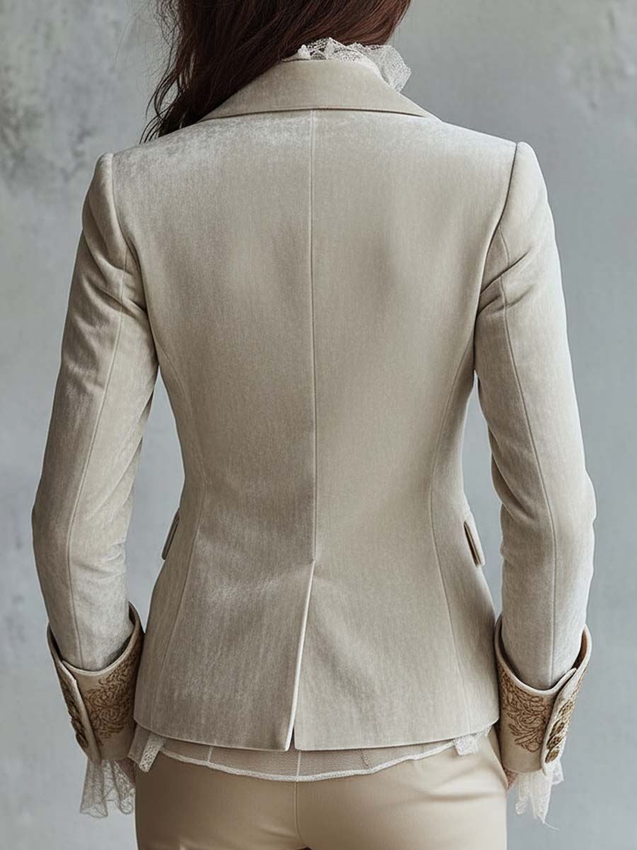 Blazer in velluto avorio ricamato – vista d'insieme