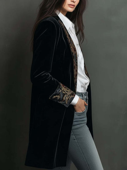 Blazer in velluto nero barocco – vista laterale