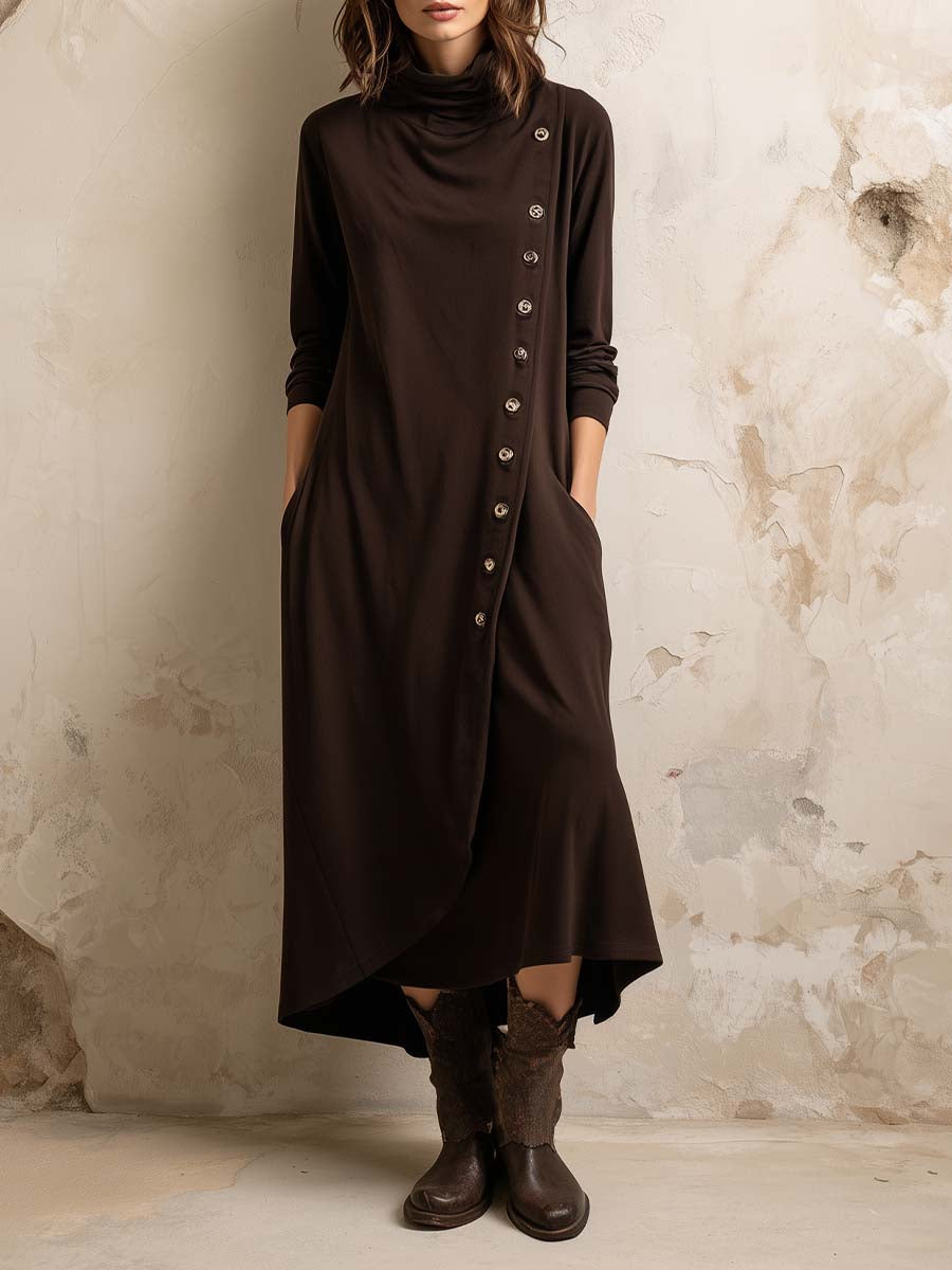 Vestito midi boho marrone – vista frontale