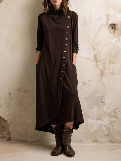 Vestito midi boho marrone – vista frontale
