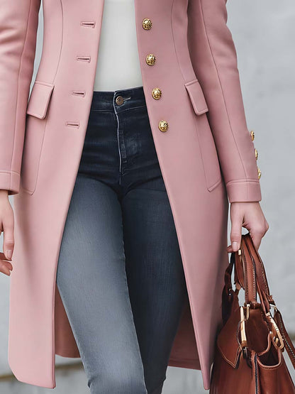 Cappotto in misto lana rosa antico con ricami metallici – dettaglio