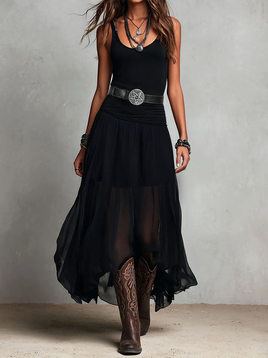Vestito lungo boho western – vista frontale