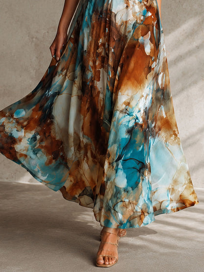 Vestito lungo ambra acquerello – particolare