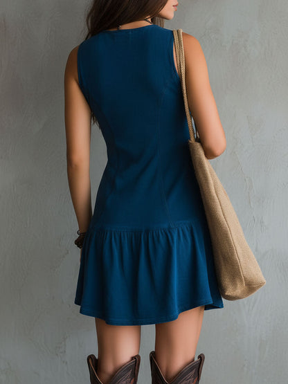 Vestito mini indaco boho – vista d'insieme