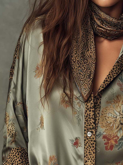 Camicia in raso verde salvia – dettaglio del tessuto