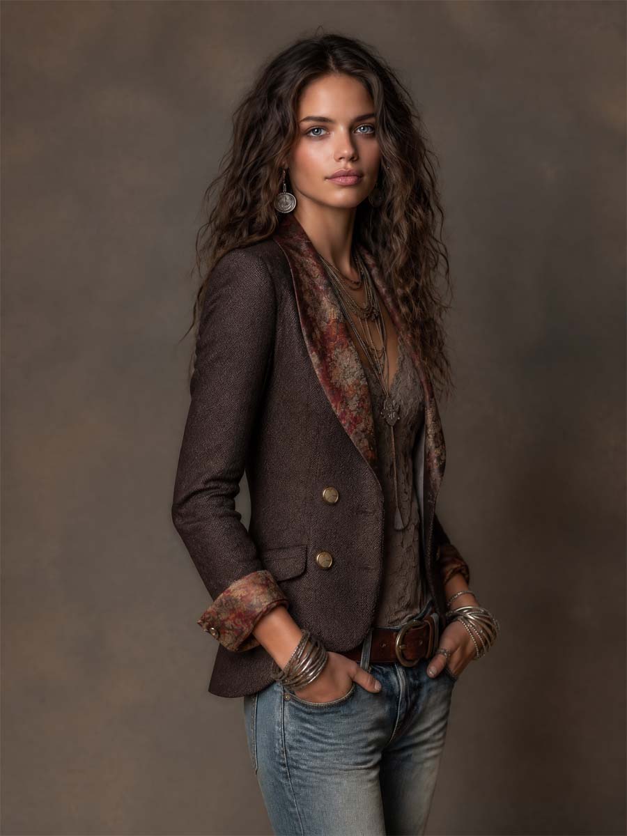 Blazer spigato con stampa floreale – vista 2