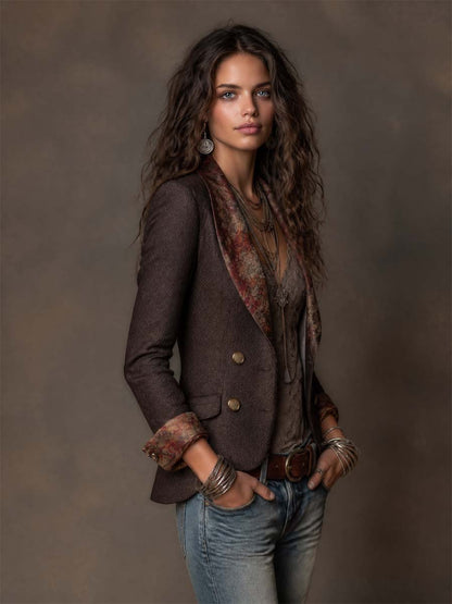 Blazer spigato con stampa floreale – vista 2